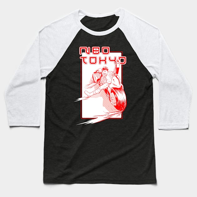 Neo Tokyo - duo tone Baseball T-Shirt by peyi_piye